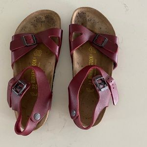 Birkenstock, burgundy, sandal. Size 39